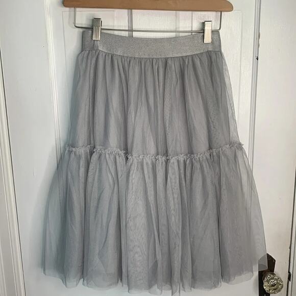 Lauren Conrad Dress Up Shop Flint Gray Ruffle Tulle skirt New w Tag W-381 Sz S - Picture 9 of 9